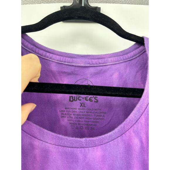 Buc-ee's Top Womens XL Tie Dye Paisley Beaver Logo Tank Purple Pink Cotton - Picture 3 of 3